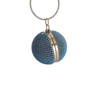 Unique Blue Silver Rhinestone Disco Purse Clutch Formal Ball Shoulder Strap